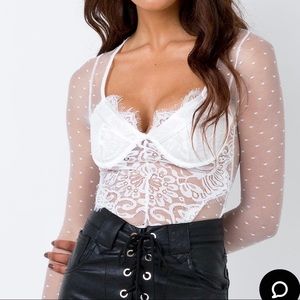 Princess Polly White Lace Bodysuit